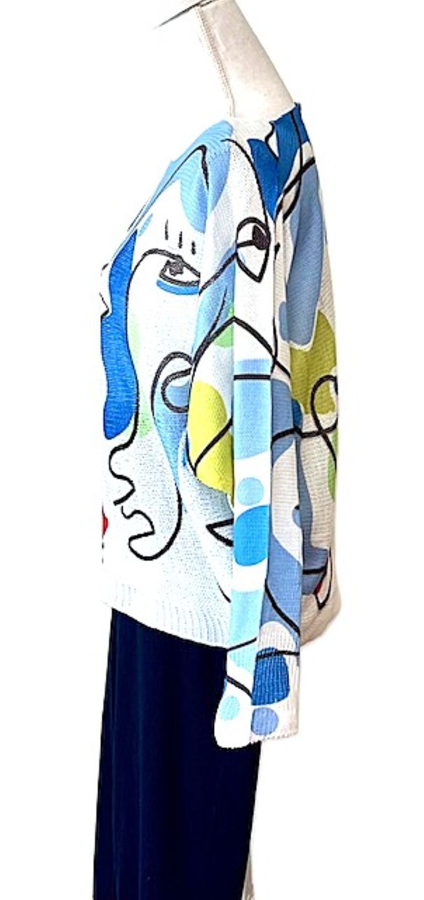 Italian Knit Sweater, Picasso. Great Color and Light Weight.