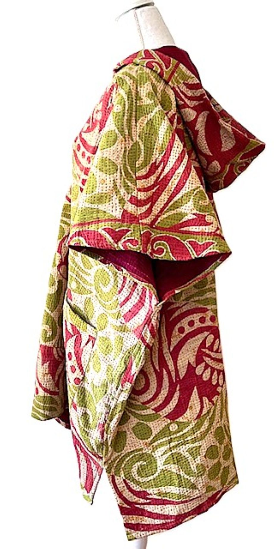 Kantha Bae Peace and Love Poncho, Versatile (Olive and Rose)