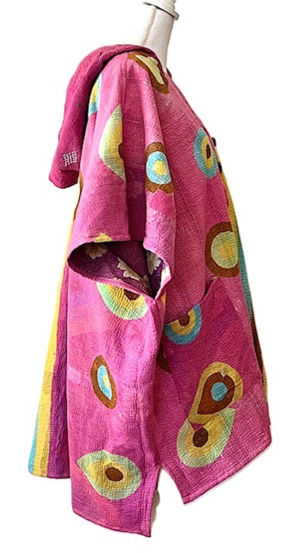 Kantha Bae Peace and Love Poncho, Versatile (Abstract Pink)