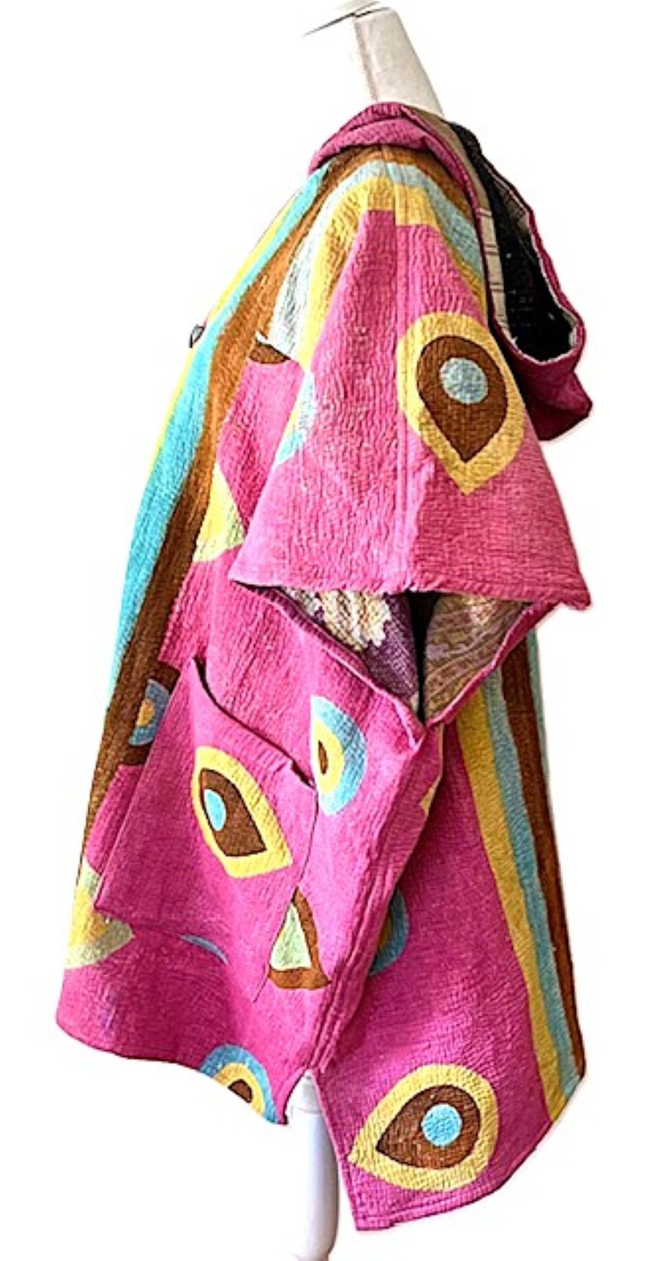 Kantha Bae Peace and Love Poncho, Versatile (Abstract Pink)
