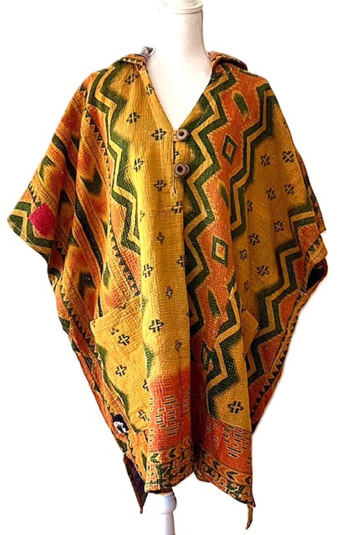 Kantha Bae Peace and Love Poncho, Versatile (Abstract Bronze)