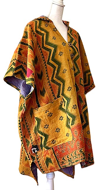 Kantha Bae Peace and Love Poncho, Versatile (Abstract Bronze)