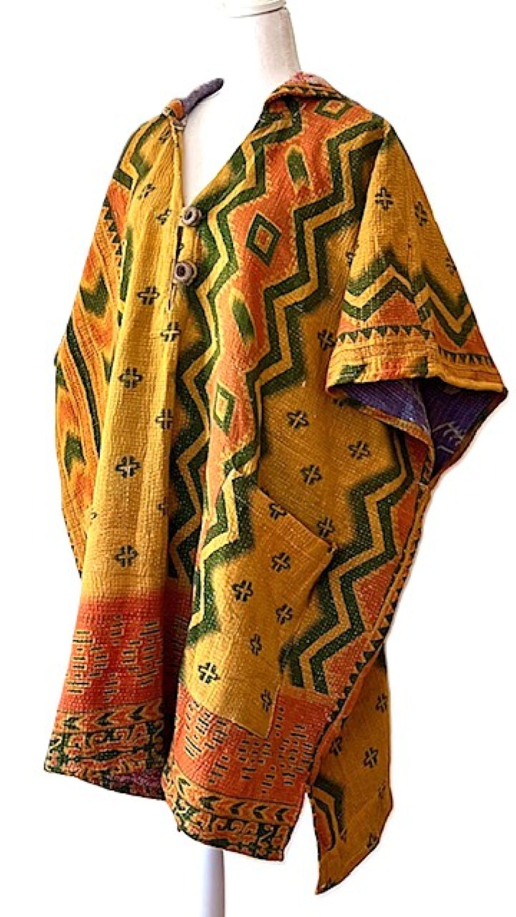 Kantha Bae Peace and Love Poncho, Versatile (Abstract Bronze)