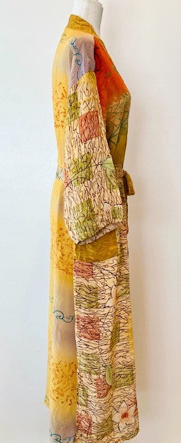 Luxury Silk Kimono Duster, Dramatic (Gold and Red)