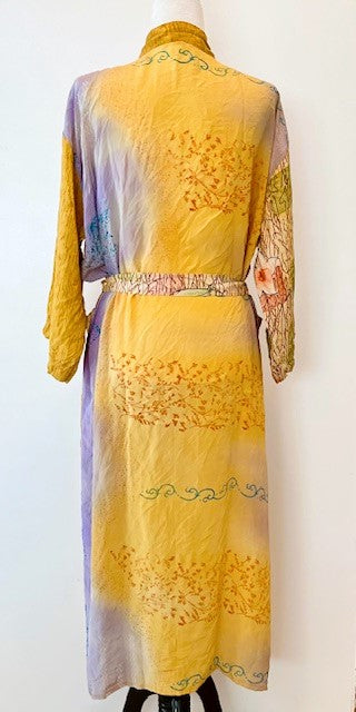 Luxury Silk Kimono Duster, Dramatic (Gold and Red)