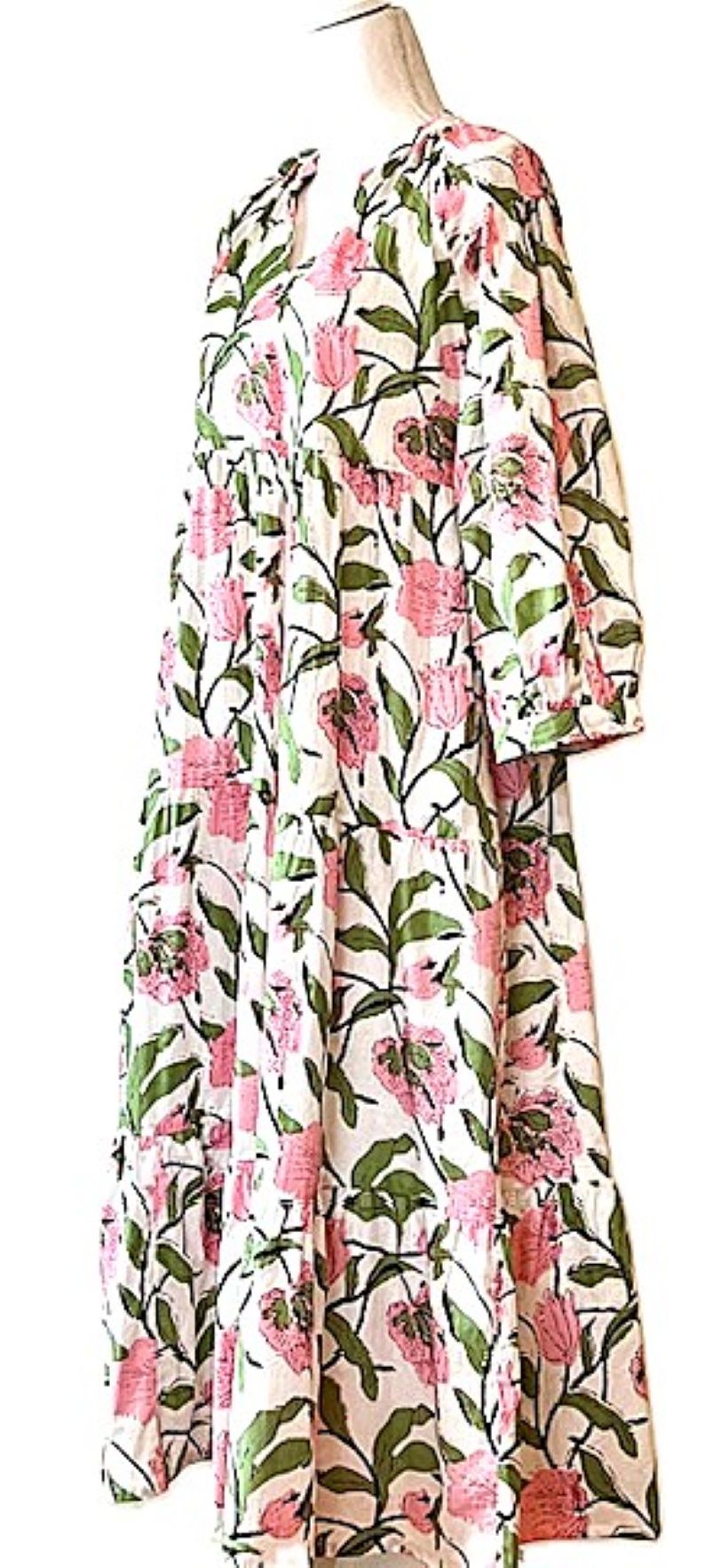 Flattering Easy Tiered Floral Midi Dress Is A Best Seller (Pink)