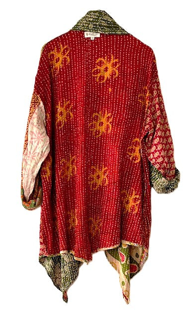 Kantha Bae Oasis Cotton Cardigan, Reversible (Green)