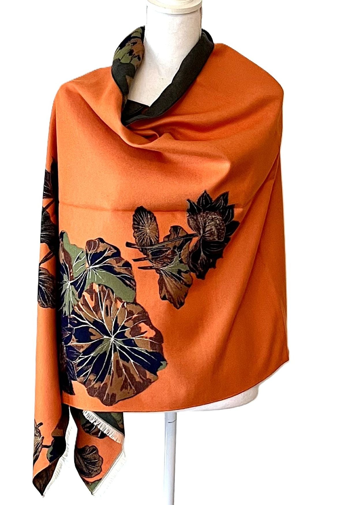Orange and Black Tropics Reversible Wrap – Artisan Shawl.