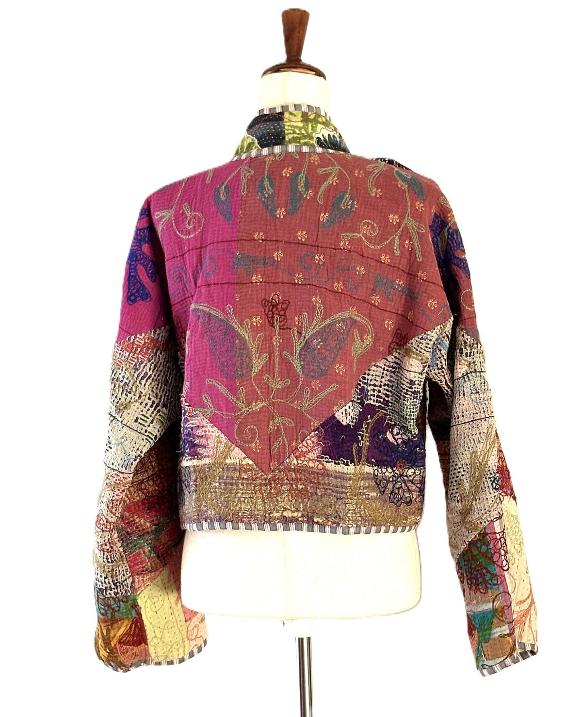 Specialty Collection, Floral Patchwork With Suzani Embroidery Cropped Jacket, Fully Reversible