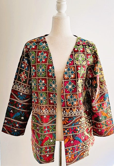 Short Hand Embroidered Jacket Mixed Colors (Red)