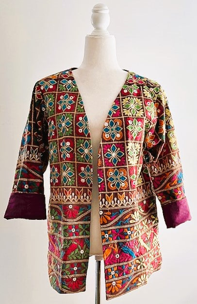 Short Hand Embroidered Jacket Mixed Colors (Red)