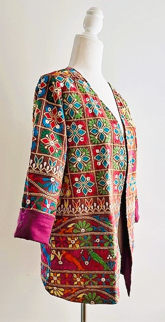 Short Hand Embroidered Jacket Mixed Colors (Red)