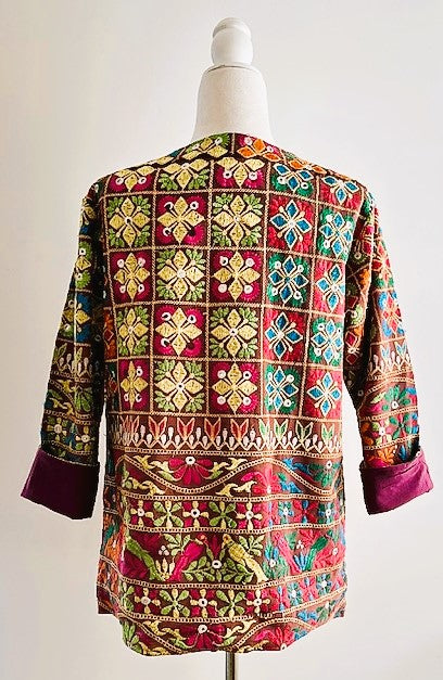 Short Hand Embroidered Jacket Mixed Colors (Red)