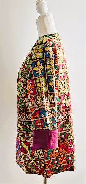 Short Hand Embroidered Jacket Mixed Colors (Red)