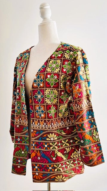 Short Hand Embroidered Jacket Mixed Colors (Red)