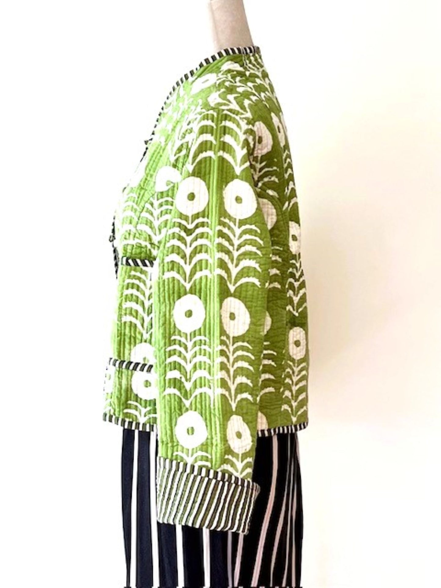 Uptown Chic, Simple Quilted Jacket Looks Rich And Classic. Fully Reversible. (Lime)