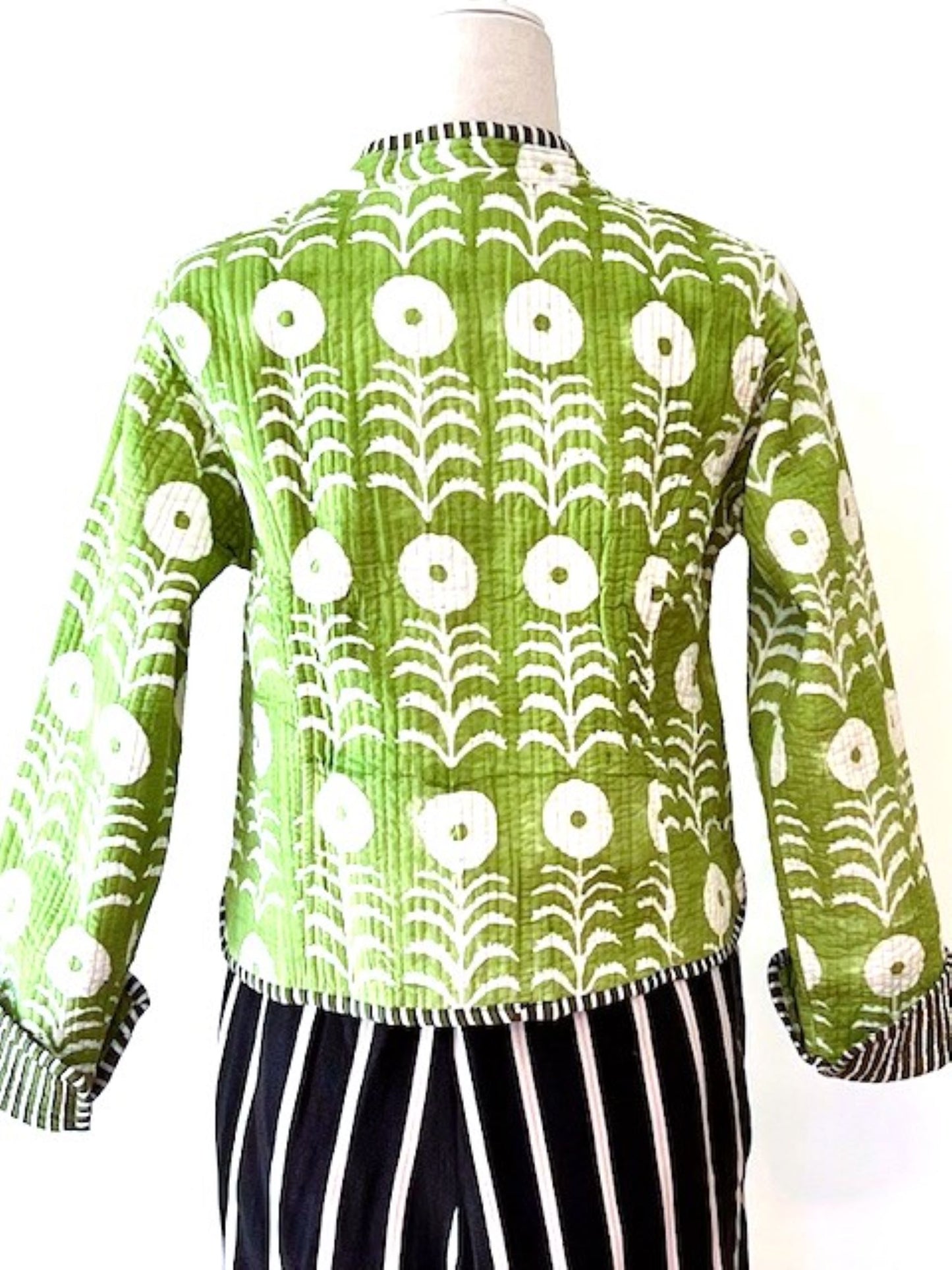 Uptown Chic, Simple Quilted Jacket Looks Rich And Classic. Fully Reversible. (Lime)