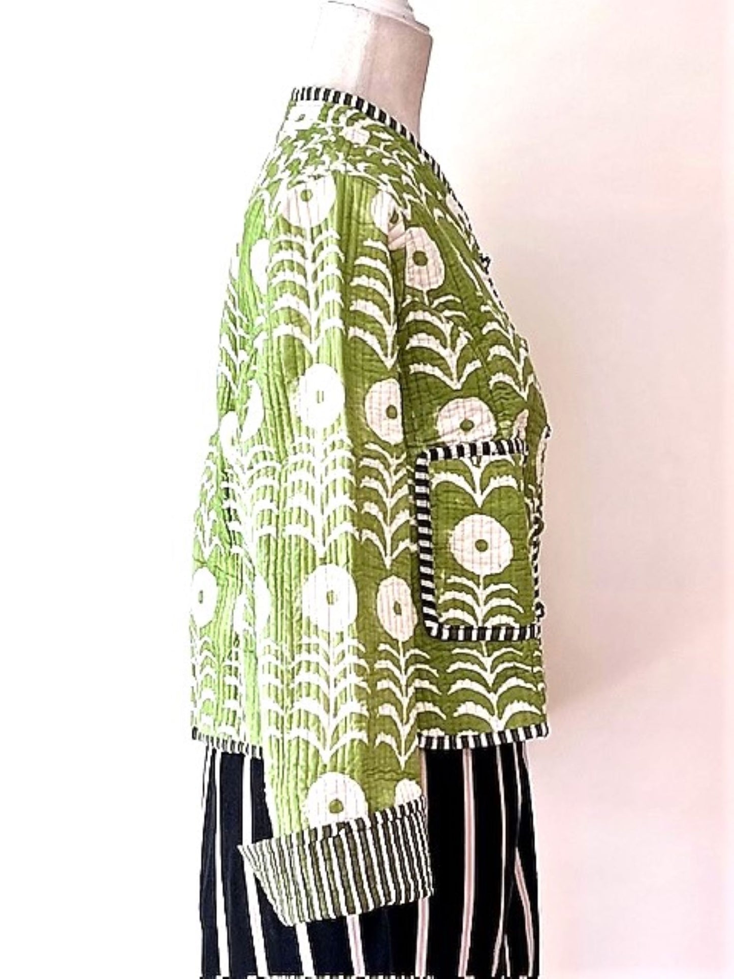 Uptown Chic, Simple Quilted Jacket Looks Rich And Classic. Fully Reversible. (Lime)