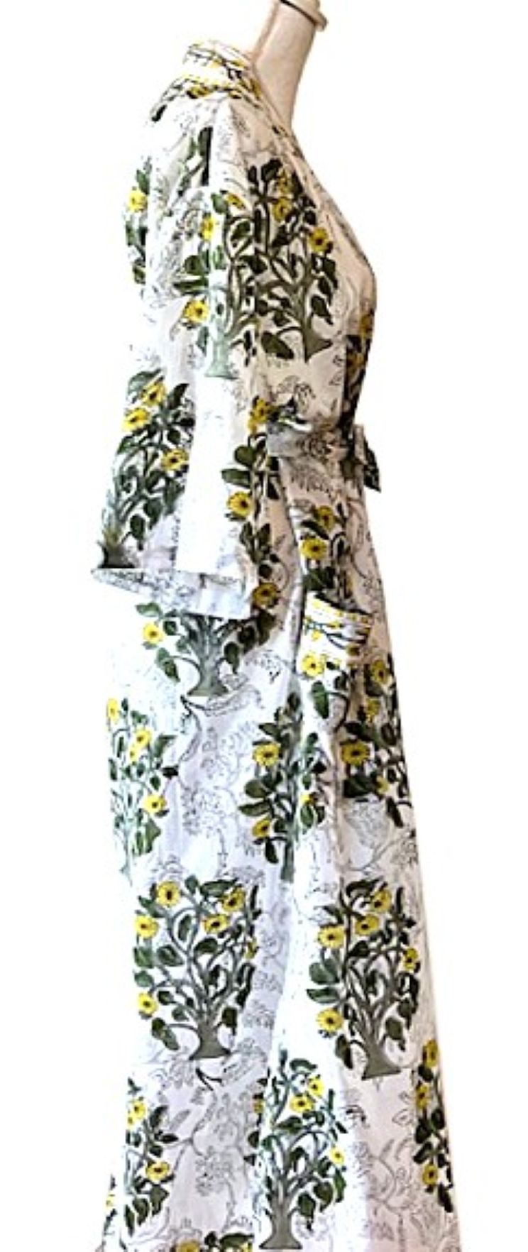 One of a Kind, Block Printed Cotton Artisan Kimono (White Black)