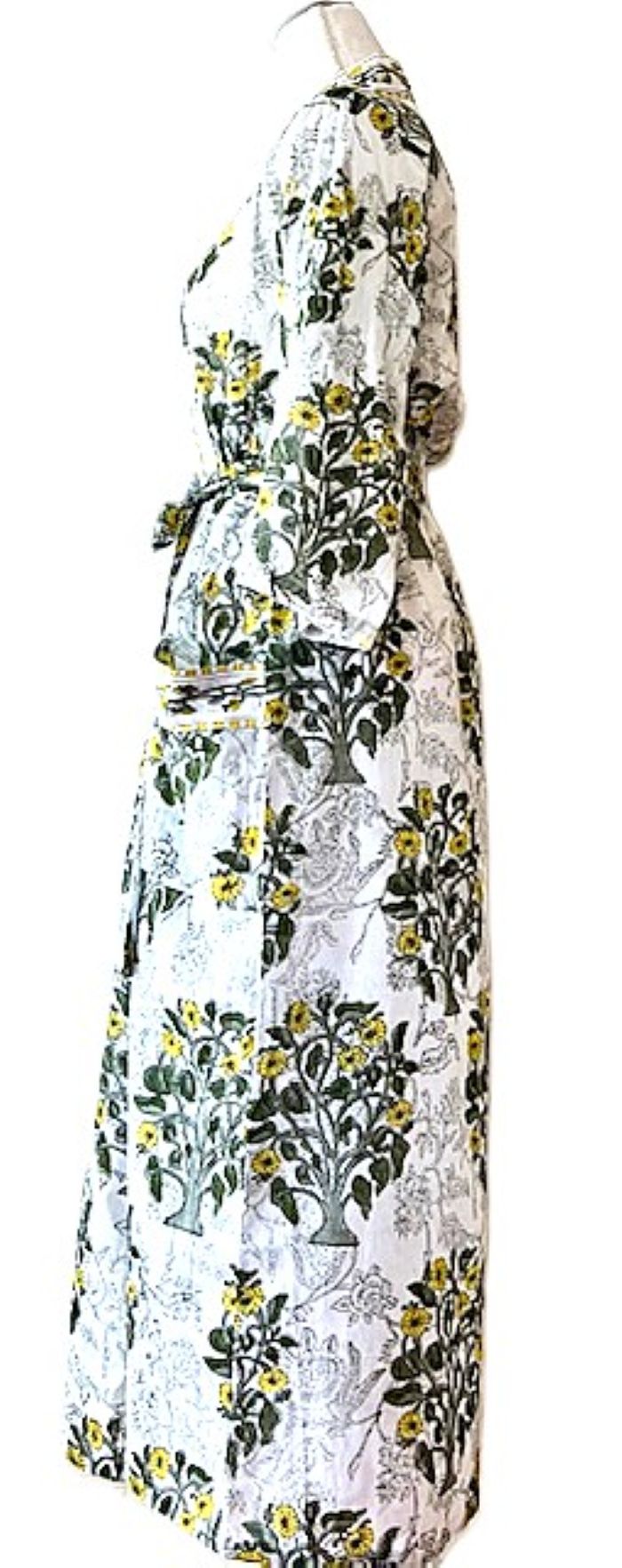 One of a Kind, Block Printed Cotton Artisan Kimono (White Black)