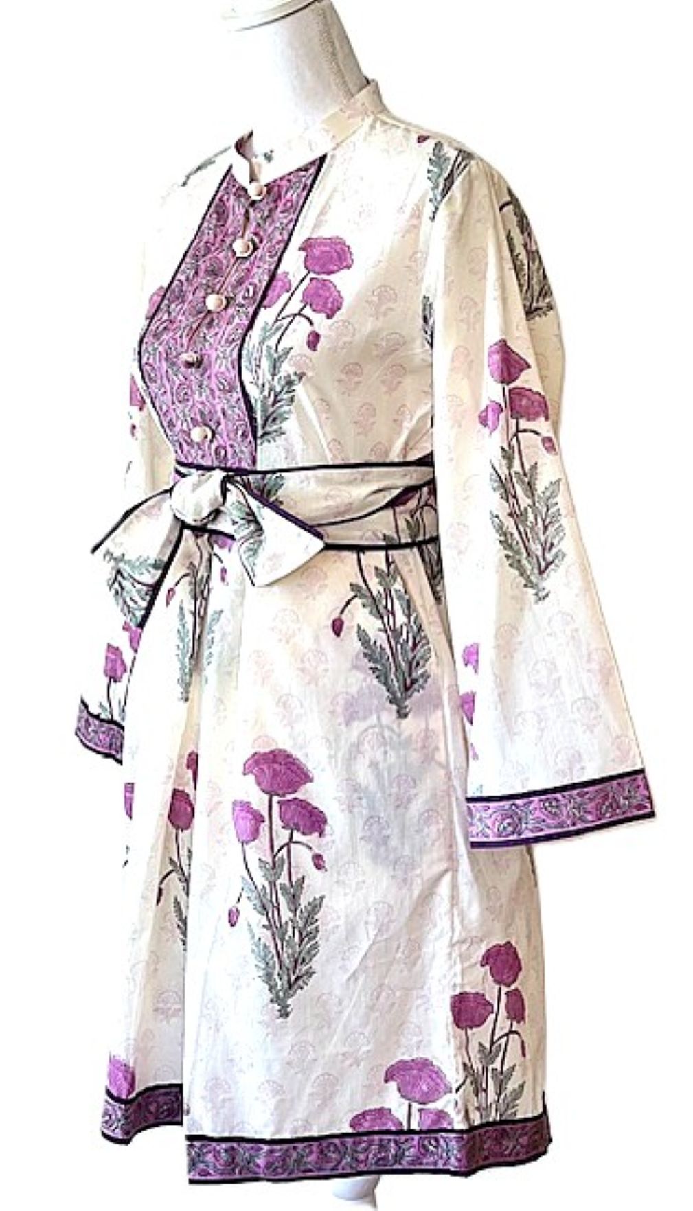 Short Floral A-line Dress With Exceptional Details. (Purple)