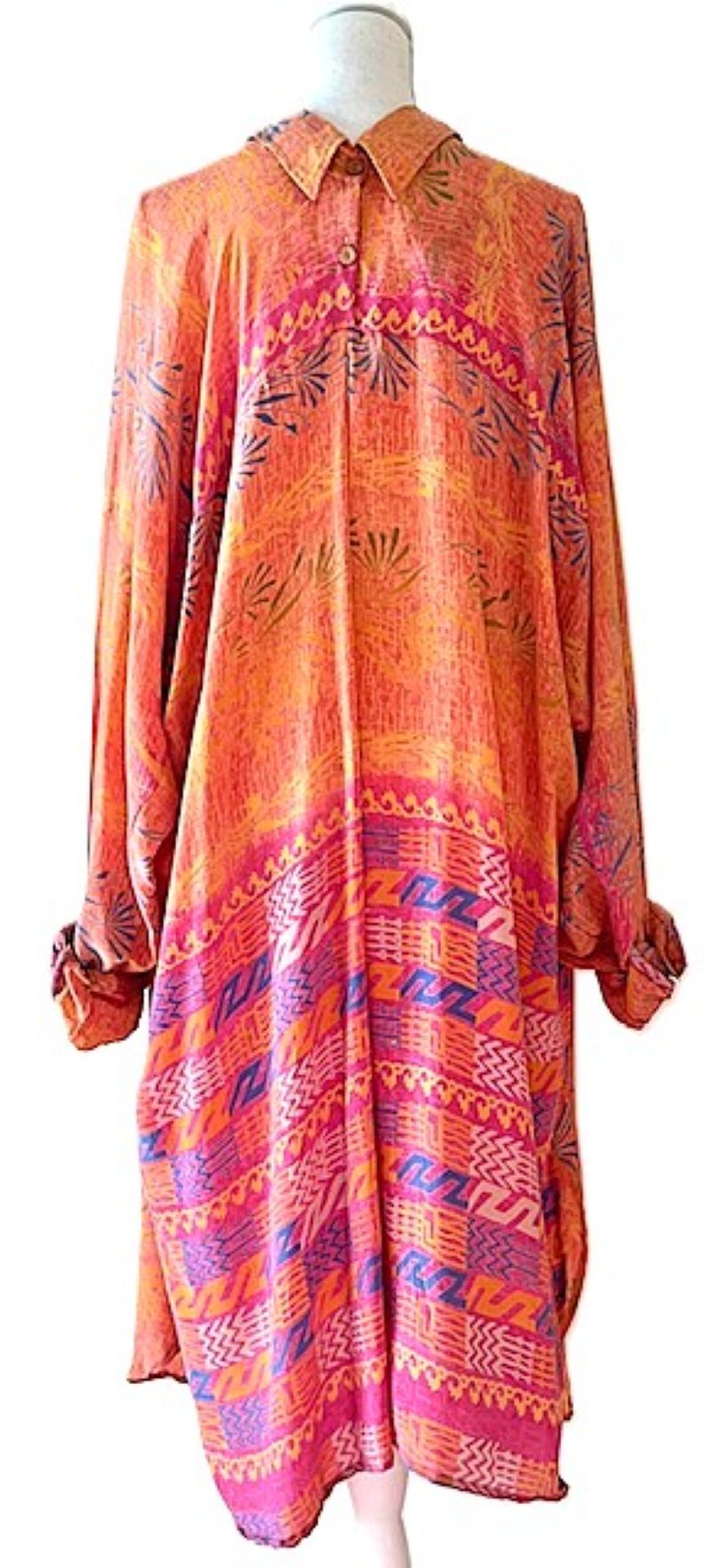 Kantha Bae Button Down Silk Dress. 3 Prints Available. NEW STYLE