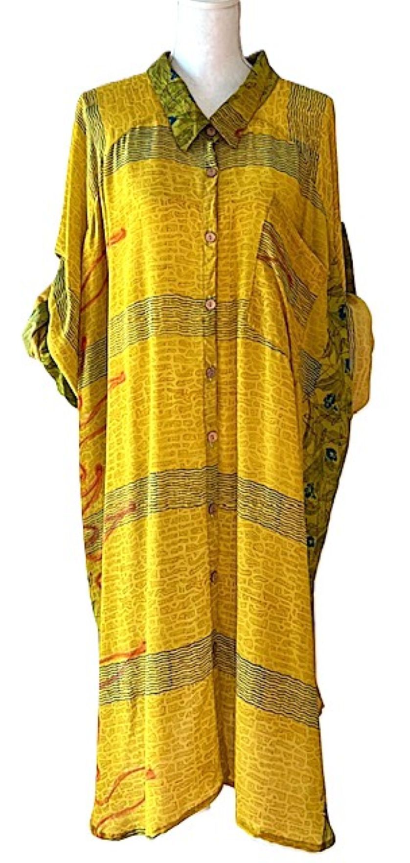 Kantha Bae Button Down Silk Dress. 3 Prints Available. NEW STYLE