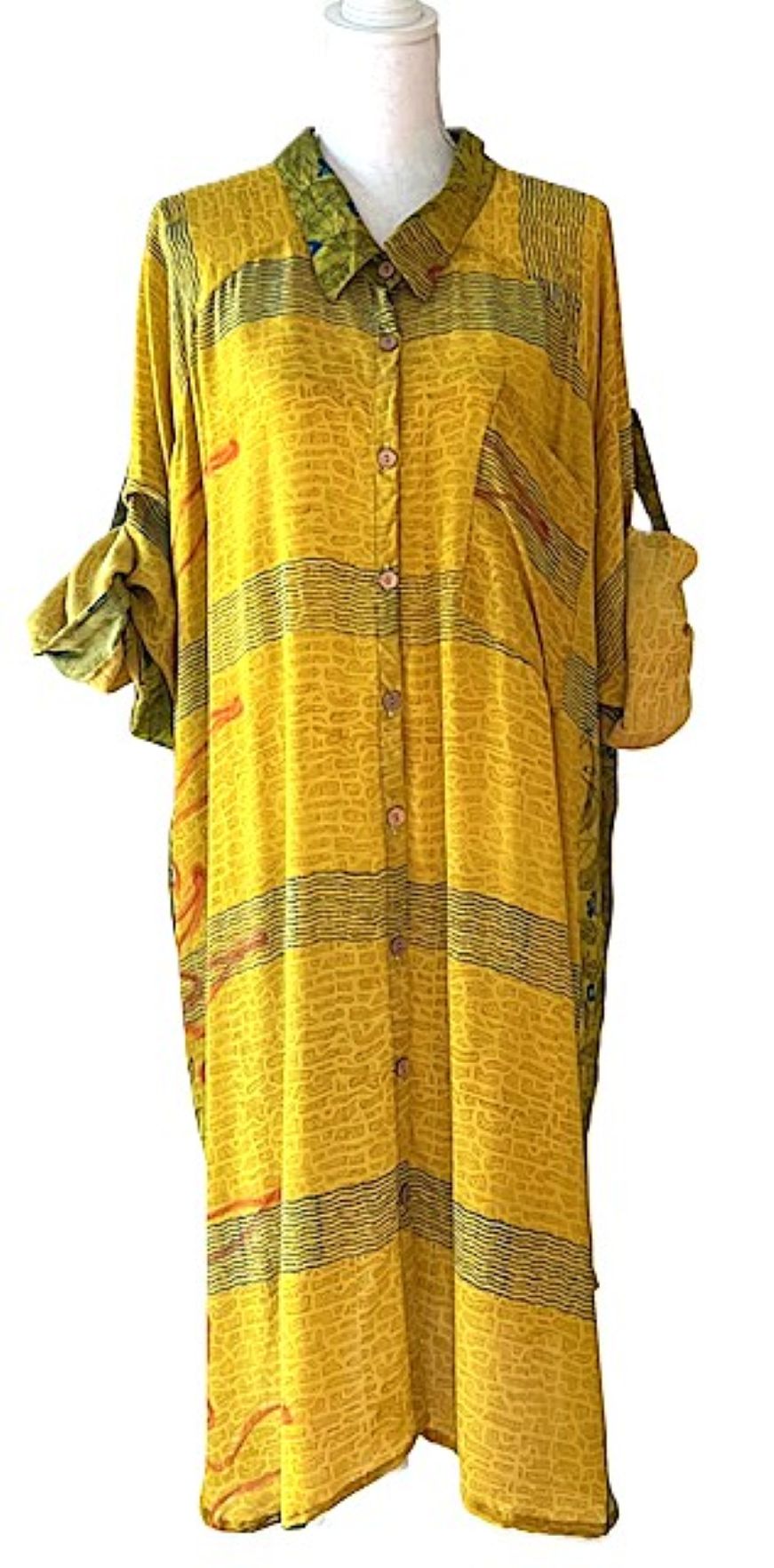 Kantha Bae Button Down Silk Dress. 3 Prints Available. NEW STYLE