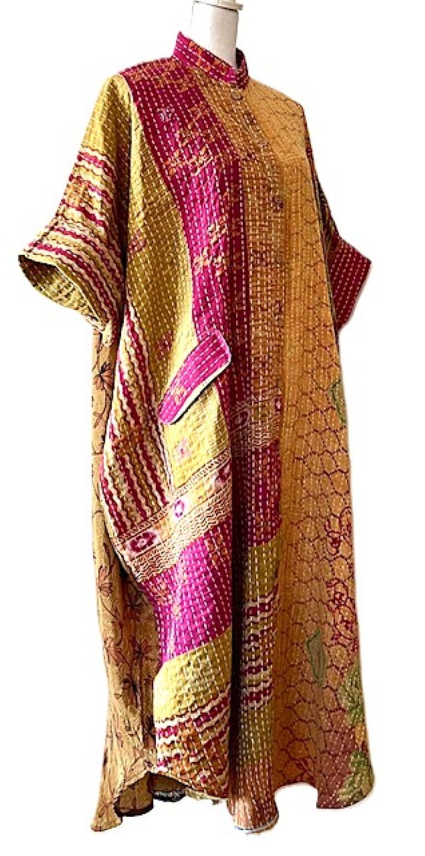 Kantha Bae Free To Be Maxi Tunic Extends The Pleasure. (Bronze and Pink)