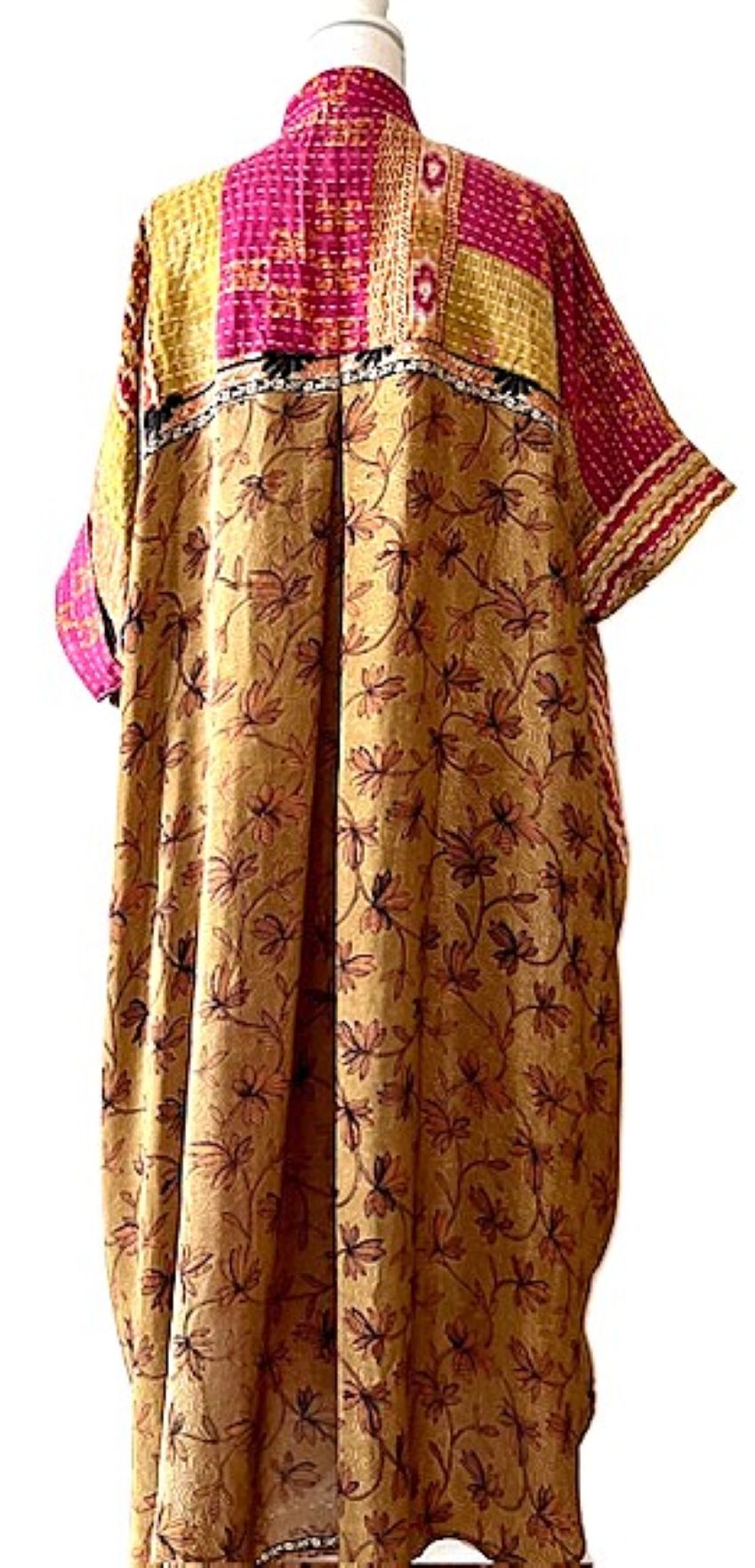 Kantha Bae Free To Be Maxi Tunic Extends The Pleasure. (Bronze and Pink)