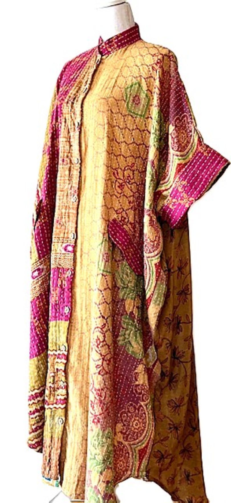 Kantha Bae Free To Be Maxi Tunic Extends The Pleasure. (Bronze and Pink)