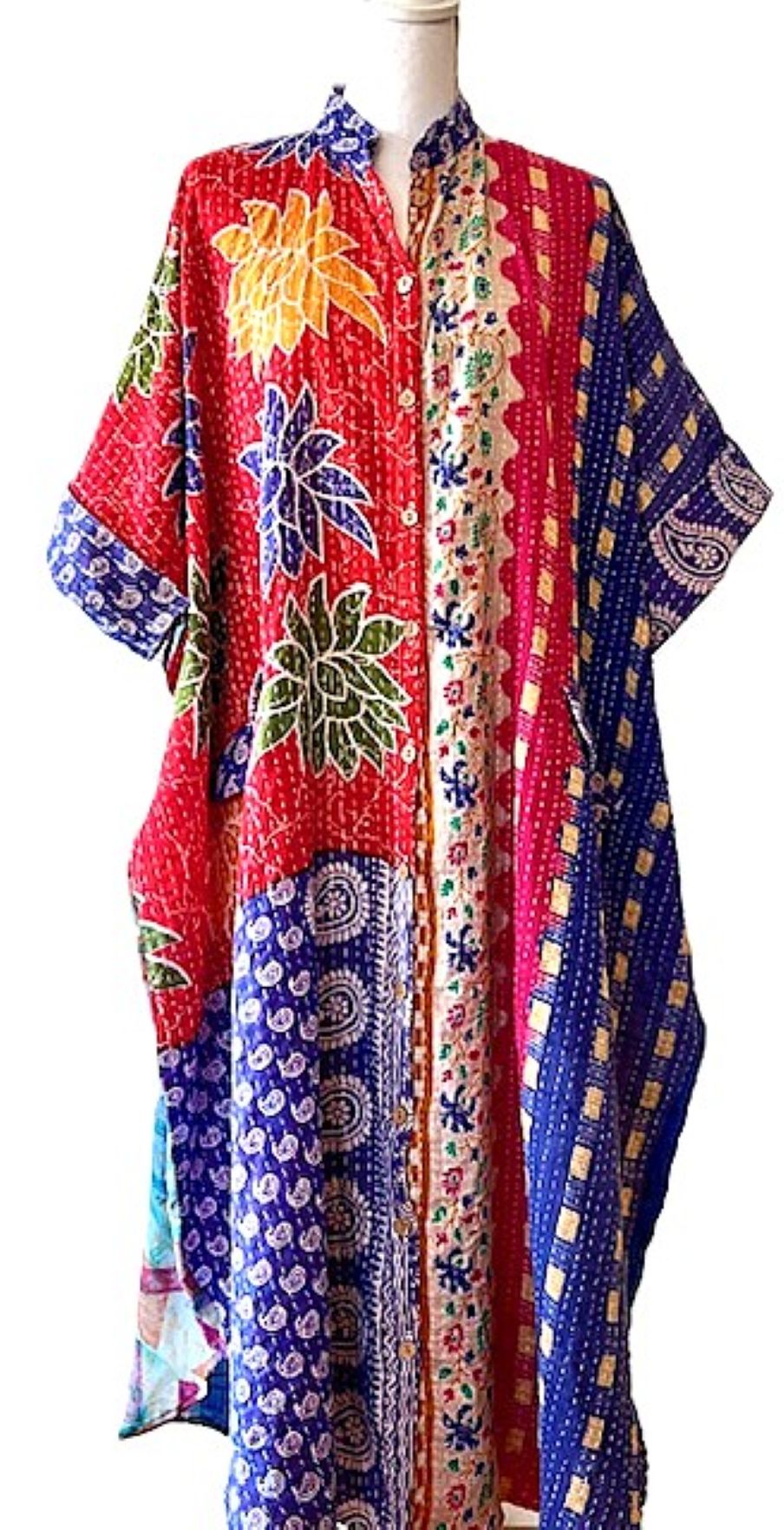 Kantha Bae Free To Be Maxi Tunic Extends The Pleasure. (Red and Blue)