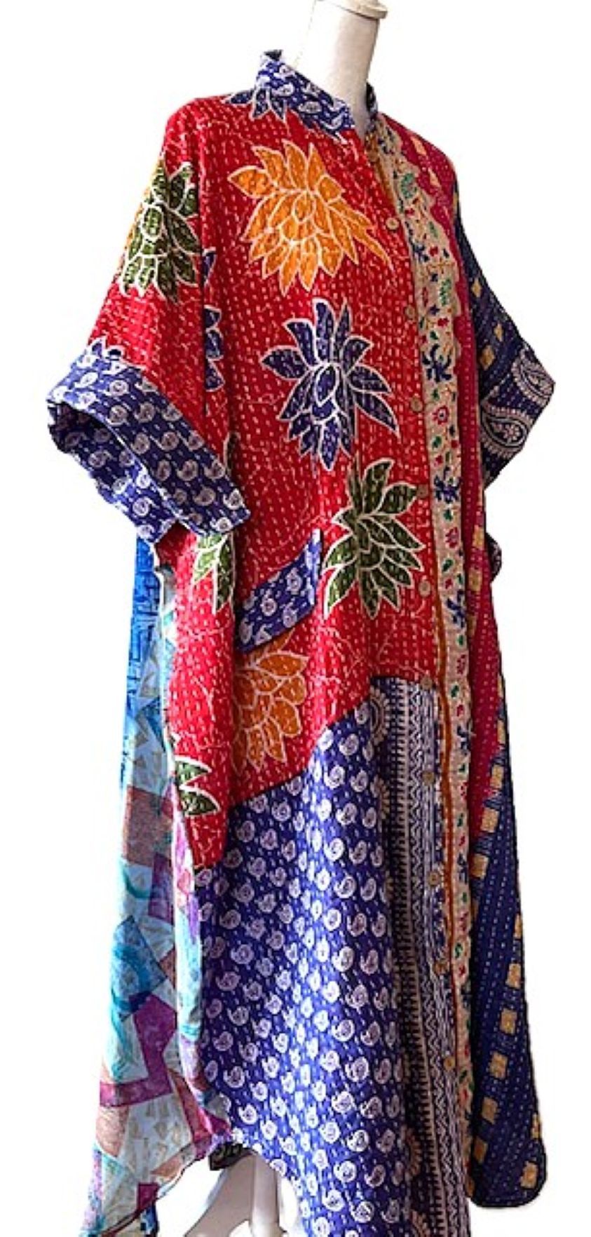 Kantha Bae Free To Be Maxi Tunic Extends The Pleasure. (Red and Blue)