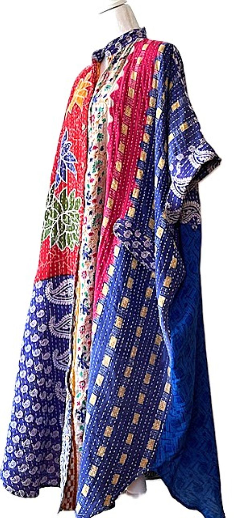 Kantha Bae Free To Be Maxi Tunic Extends The Pleasure. (Red and Blue)