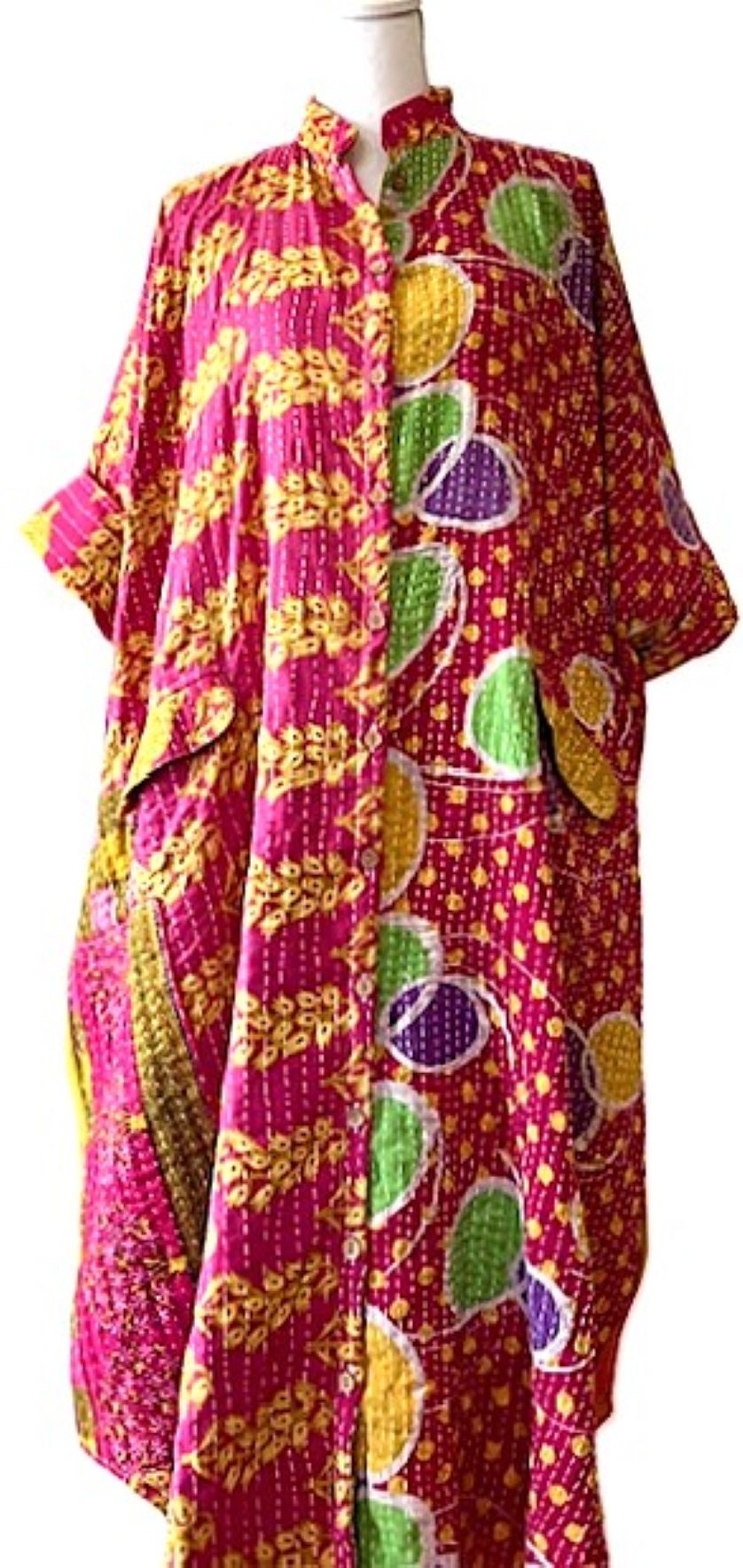 Kantha Bae Free To Be Maxi Tunic Extends The Pleasure. (Pink and Yellow)