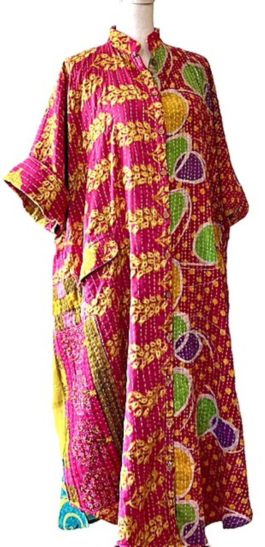 Kantha Bae Free To Be Maxi Tunic Extends The Pleasure. (Pink and Yellow)