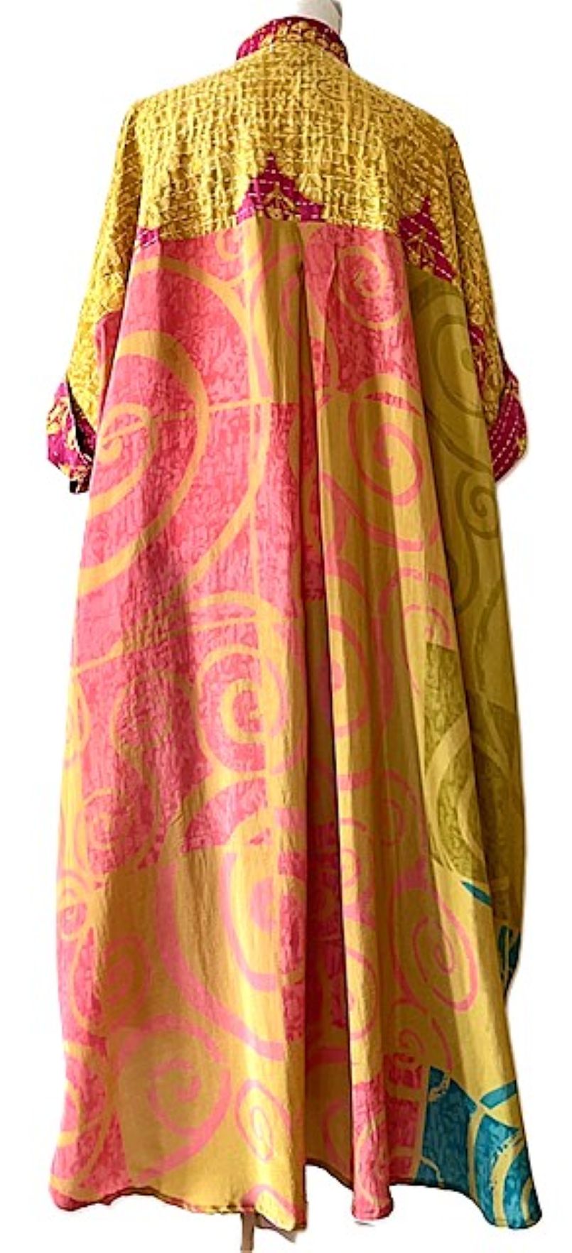 Kantha Bae Free To Be Maxi Tunic Extends The Pleasure. (Pink and Yellow)