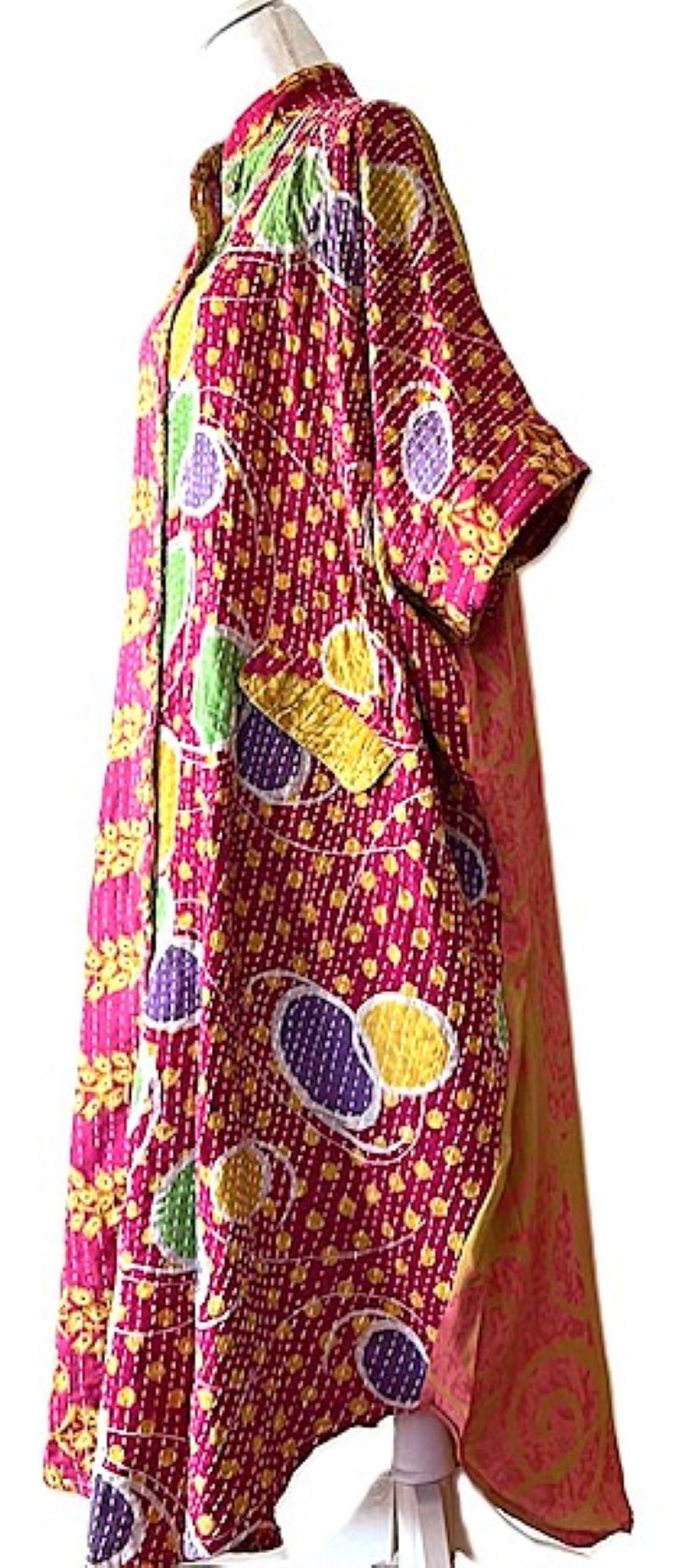 Kantha Bae Free To Be Maxi Tunic Extends The Pleasure. (Pink and Yellow)