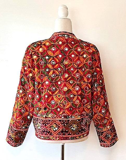 Short Hand Embroidered Jacket Mixed Colors (Red)