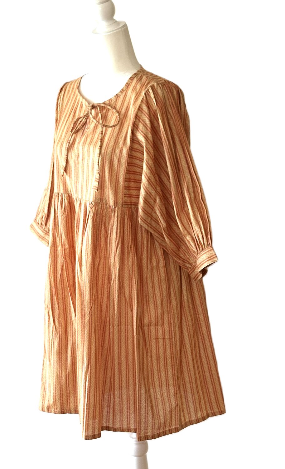 Dresses: Flattering Easy Basic Block Print Cotton Short (Bronze)
