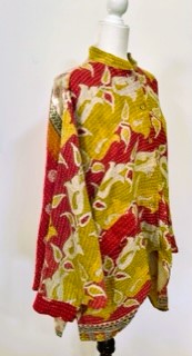 Kantha Cotton Embroidered Tunic: Best Seller (Lime/Wine) New Print