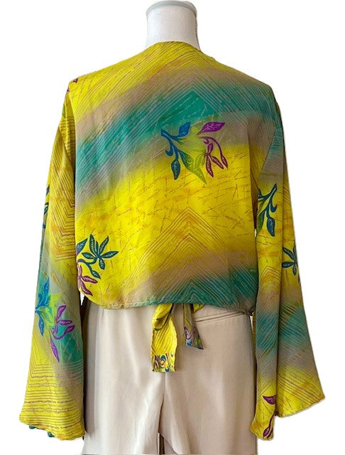 Striking Silk Wrap Crop Tops. Available 3 Different Prints.