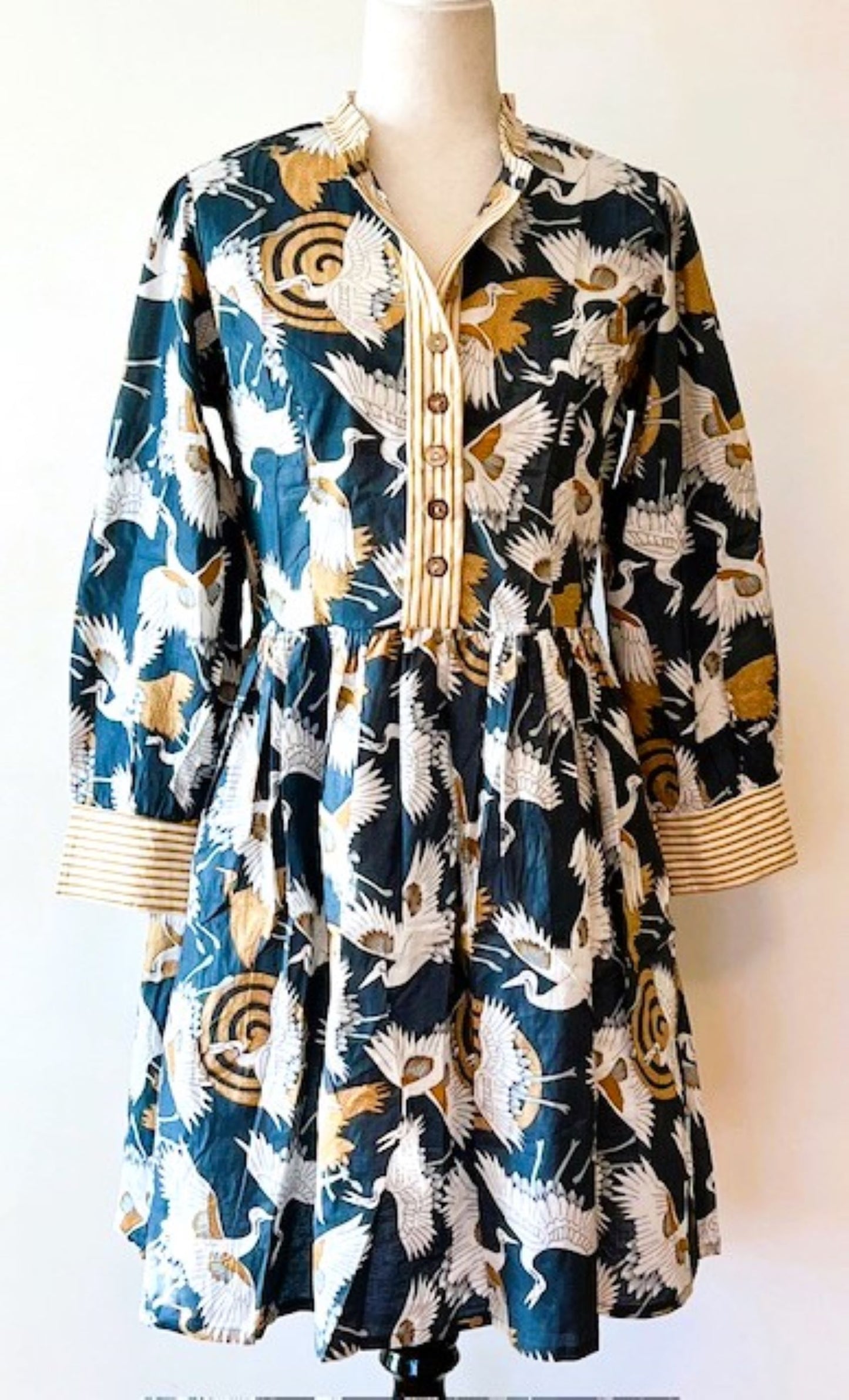 Tailored Floral Block Print Cotton Dress Looks Crisp and Professional