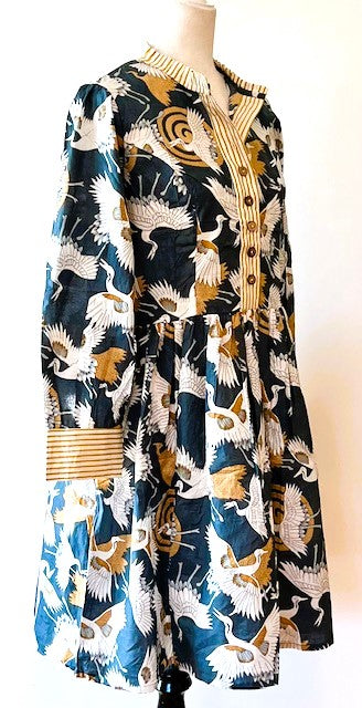 Tailored Floral Block Print Cotton Dress Looks Crisp and Professional