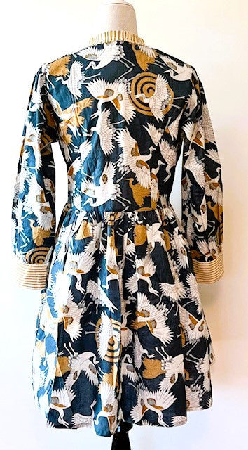 Tailored Floral Block Print Cotton Dress Looks Crisp and Professional