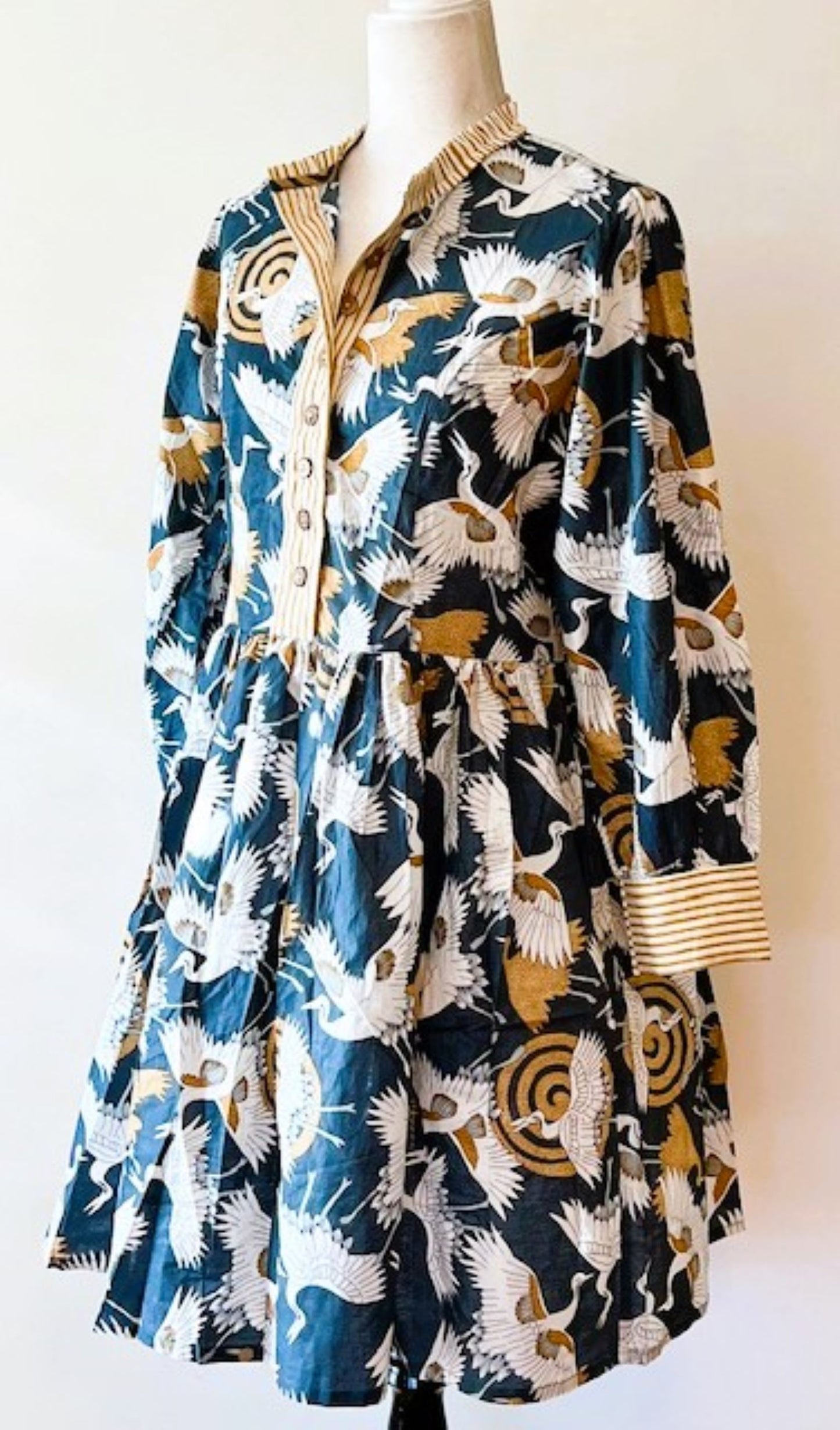 Tailored Floral Block Print Cotton Dress Looks Crisp and Professional