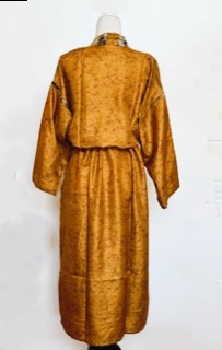 Luxurious Rich Abstract Print Silk Kimono (Copper/Black)