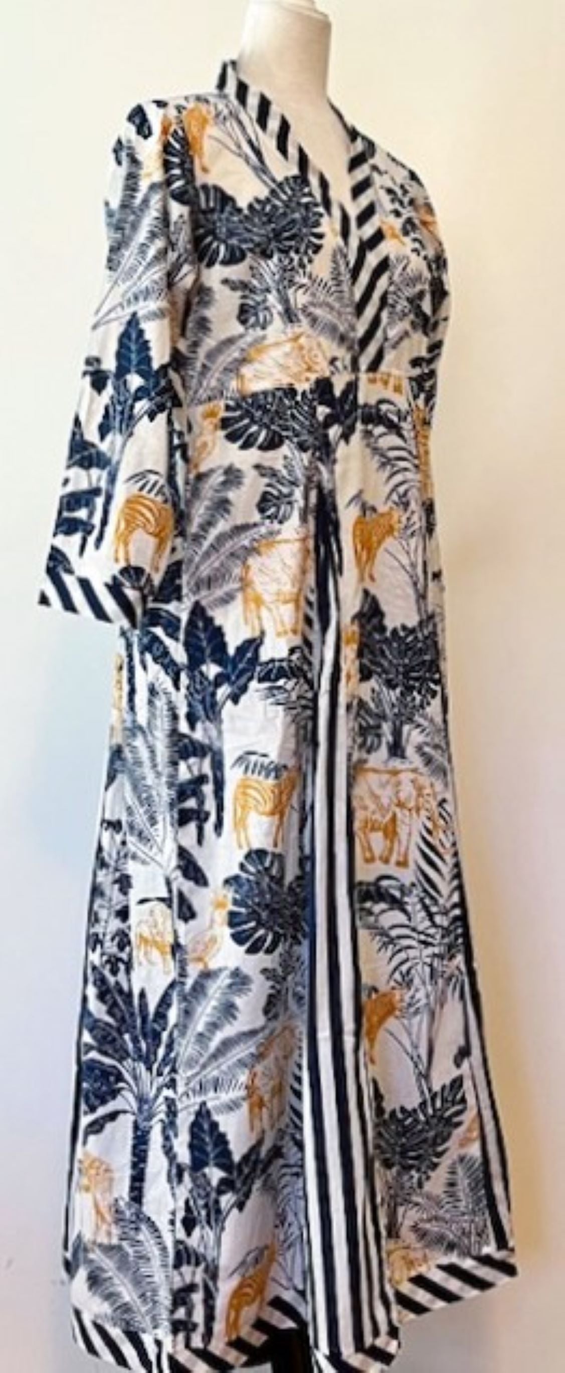 Updated Midi Cotton Block Stripe and Floral Print Dress Is Striking