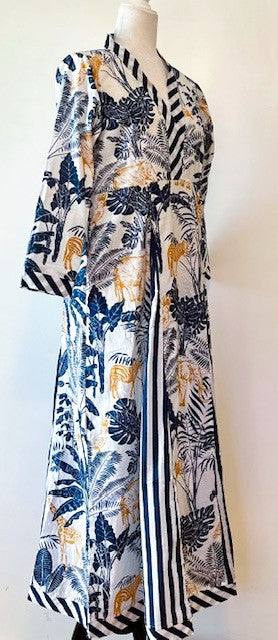 Updated Midi Cotton Block Stripe and Floral Print Dress Is Striking