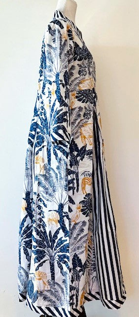 Updated Midi Cotton Block Stripe and Floral Print Dress Is Striking